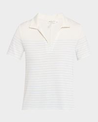 Stripe Short-Sleeve Polo Top