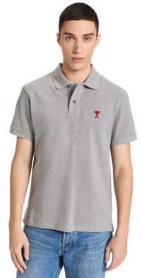 AMI AMI De Coeur Polo Shirt Heather Ash Grey XXS