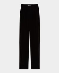 Pleated High-Rise Velvet Trousers