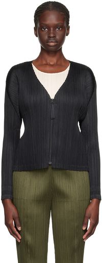 PLEATS PLEASE ISSEY MIYAKE Black Monthly Colors September Cardigan