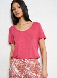 La Petite Etoile - Tee-shirt col rond en lin mélangé - Taille 3 - Rose