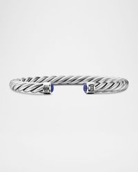 6mm Men's Cable Cuff Bracelet in Silver