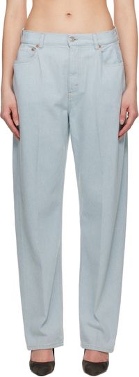 Victoria Beckham Blue Straight Kick Pocket Boyfriend Jeans