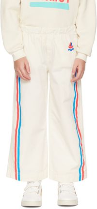 Bonmot Organic Kids Off-White Side Stripe Trousers
