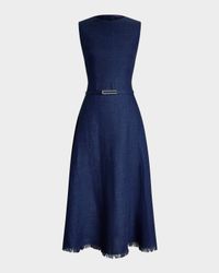 Briella Sleeveless Linen Dobby Midi Dress