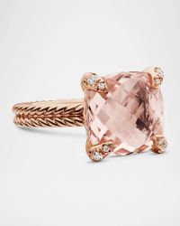Chatelaine 11mm Rose Gold Ring with Morganite & Diamonds