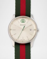 Men's G-Timeless Green and Red Nylon-Strap Watch, 38mm