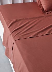 Today Linge De Maison - Drap plat pour lit uni en coton - Taille 240x300 cm - Rouge