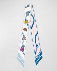 Printed Twill Silk Bandeau Scarf