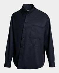 Men's The Cuadro Asymmetric Wool Pocket Button-Down Shirt