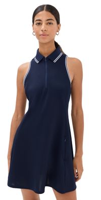 RLX Ralph Lauren Sleeveless Pique 1/4 Zip Dress RFD Navy/Ceramic White XS