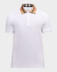 Men's Pique Polo Shirt with Check Collar