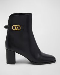 VLogo Calfskin Ankle Boots