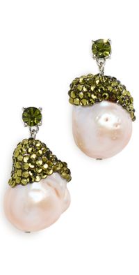 Tory Burch Moondance Crystal and Pearl Drop Earring Pink/Green One Size