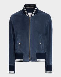 Men's Suede Rib-Knit Blouson Jacket
