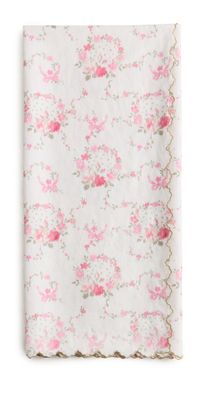 LoveShackFancy Holiday Wreath Table Linen Crimson Pink One Size