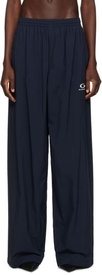 Balenciaga Navy Nylon Track Pants