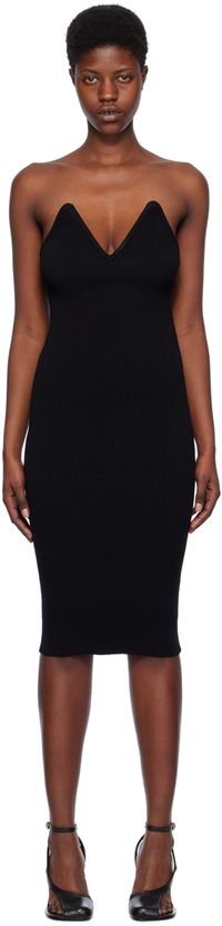 Coperni Robe midi noire à col en V