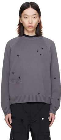 UNDERCOVER Gray Embroidered Sweater