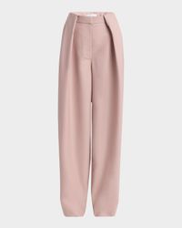 Pleated Wide-Leg Canvas Balloon Trousers