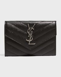YSL Monogram Small Flap Wallet in Grained Leather