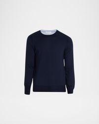 Men's Wells Cashmere-Silk Reversible Pullover Sweater