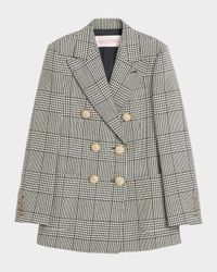 Houndstooth Wool Double-Breasted Jacket