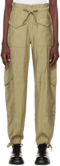 GANNI Pantalon vert à taille haute