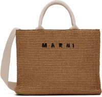 Marni Beige Raffia-Effect Small Tote