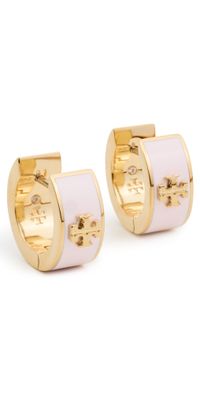 Tory Burch Kira Huggie Earrings Tory Gold/Pink Snow One Size