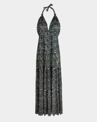 Pearl Devore Tiered Silk Maxi Dress