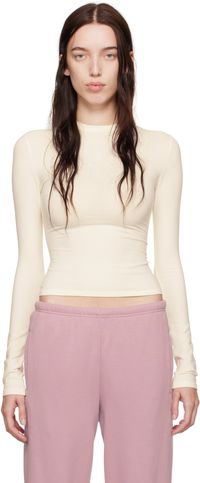 SKIMS Off-White Cotton Jersey Long Sleeve T-shirt