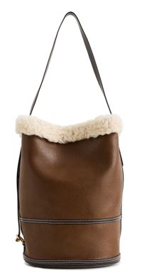 Polo Ralph Lauren Shearling Sling Bucket Bag Luggage/Cream One Size