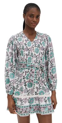 Bell Layla Mini Dress Light Turq Purple Floral XS