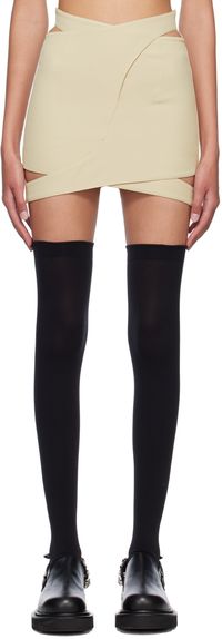 J KOO Beige Cutout Miniskirt