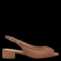 Bocage - Sandales ouvertes à petit talon en cuir tressé - Taille 41 - Marron
