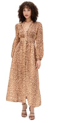 Zimmermann Cascadian Plunge Dress Tan Leopard 1