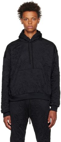 John Elliott Black Crinkled Hoodie