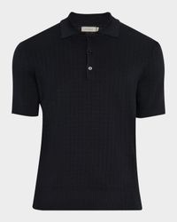 Men's Grid Jacquard Polo Sweater