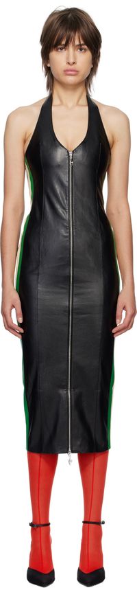 Miaou Black Hannah Jewett Edition Harlow Faux-Leather Midi Dress