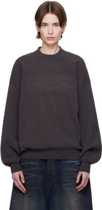 Alexander Wang Gray Logo-Embossed Ribbed Sweater