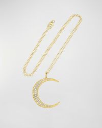 18k Gold Diamond Crescent Moon Necklace