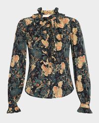 Catroux Long-Sleeve Silk Blouse