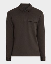 Men's Herringbone Cotton-Blend Zip Polo Shirt