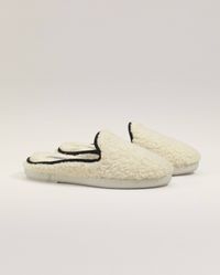 Angarde - Mule femme bouclette de laine, blanc noir - Taille 41 - Blanc