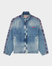 Men's Piped Denim Zip Jacket