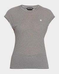Striped Viscose Cap-Sleeve T-Shirt