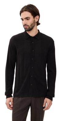 rag & bone Crawford Cashmere Blend Button Up Dkbrn XL