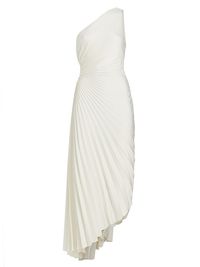 Women's Delfina Asymmetrical Pleated Dress - Whisper White - Size 12