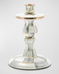 Sterling Check Enamel Candlestick